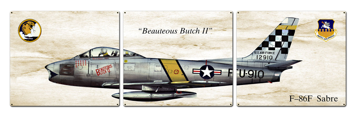 F-86F Sabre, Aviation, Metal Sign, Wall Art, 16 X 14 Inches