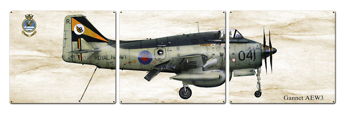 Gannet AEW3, Aviation, Metal Sign, Wall Art, 16 X 14 Inches