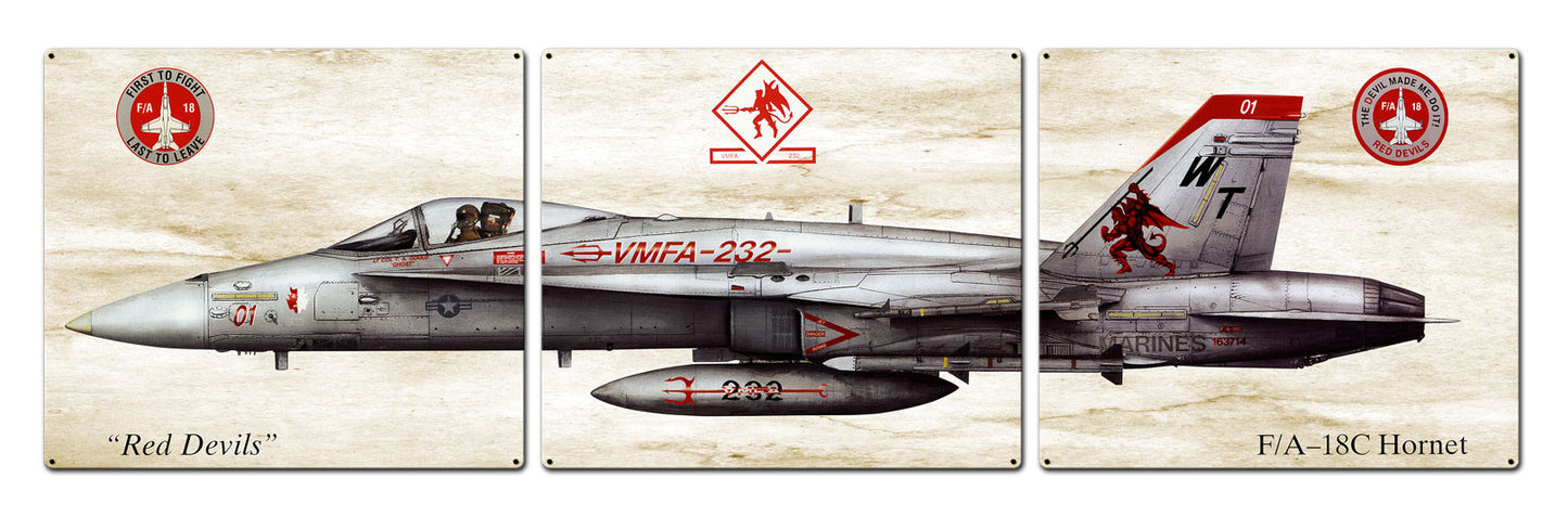 F-18 Hornet, Aviation, Metal Sign, Wall Art, 16 X 14 Inches