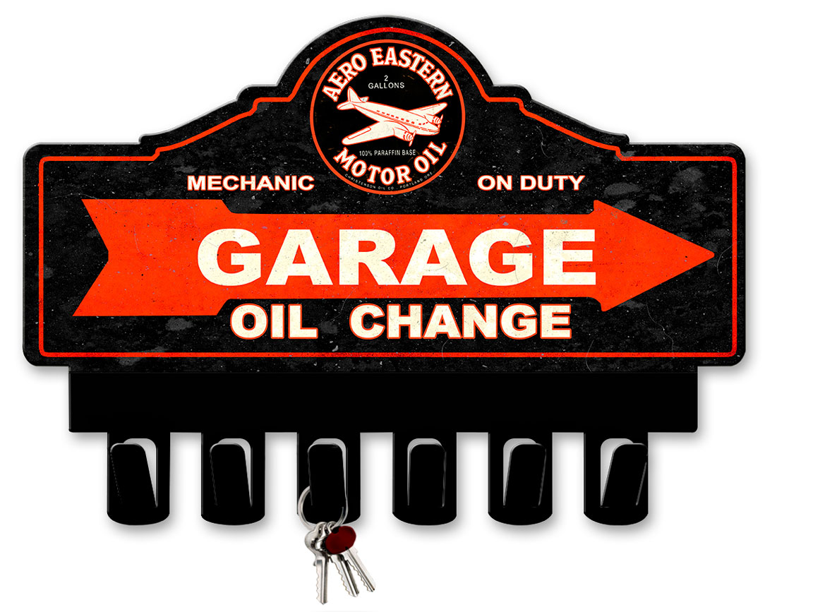 Aero Eastern Gas Key Hanger Vintage Sign, Oil & Petro, Metal Sign, Wall Art, 14 X 10 Inches