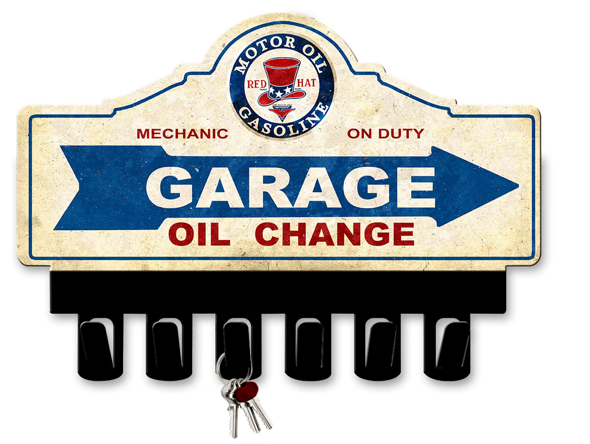 Motor Oil Gasoline Key Hanger Vintage Sign, Oil & Petro, Metal Sign, Wall Art, 14 X 10 Inches