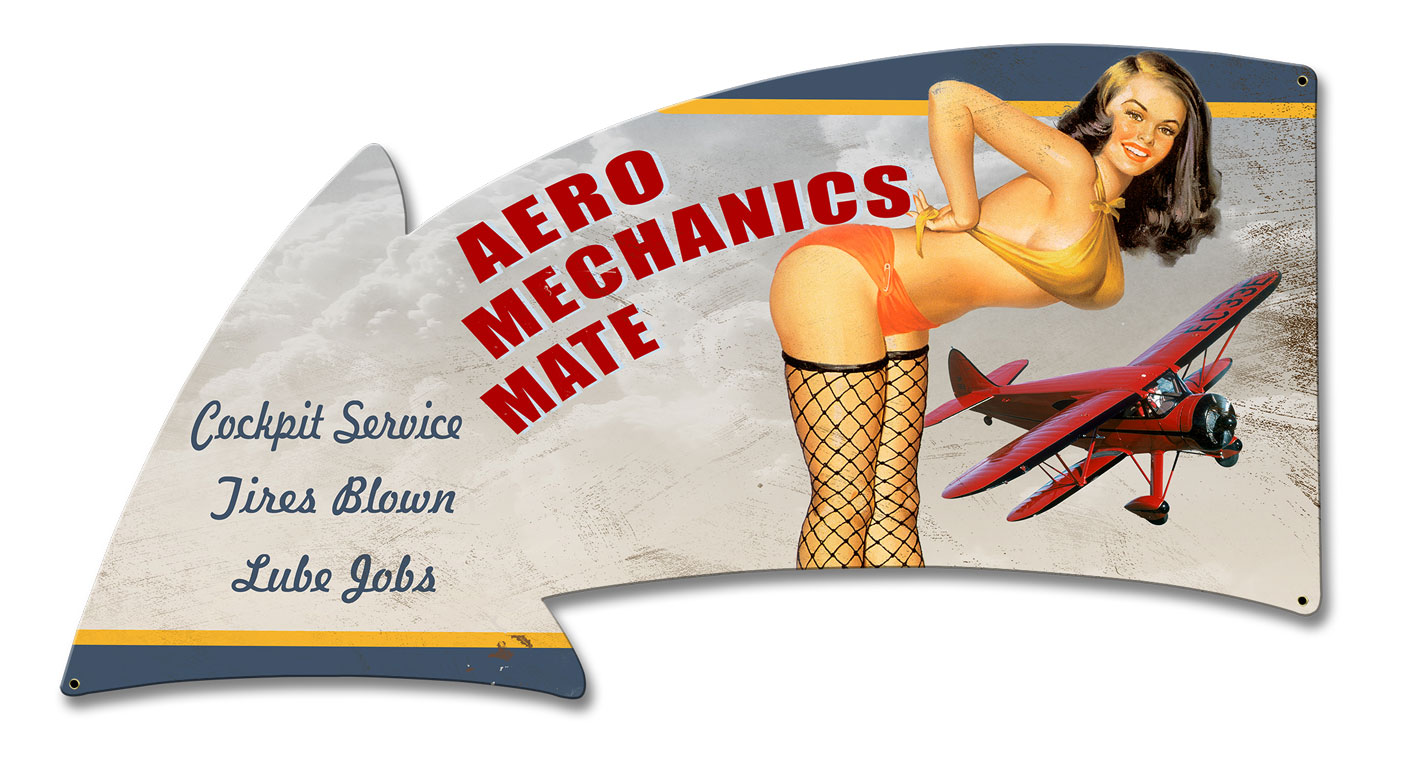 Aero Mechanics Mate Arrow Vintage Sign, Aviation, Metal Sign, Wall Art, 26 X 14 Inches