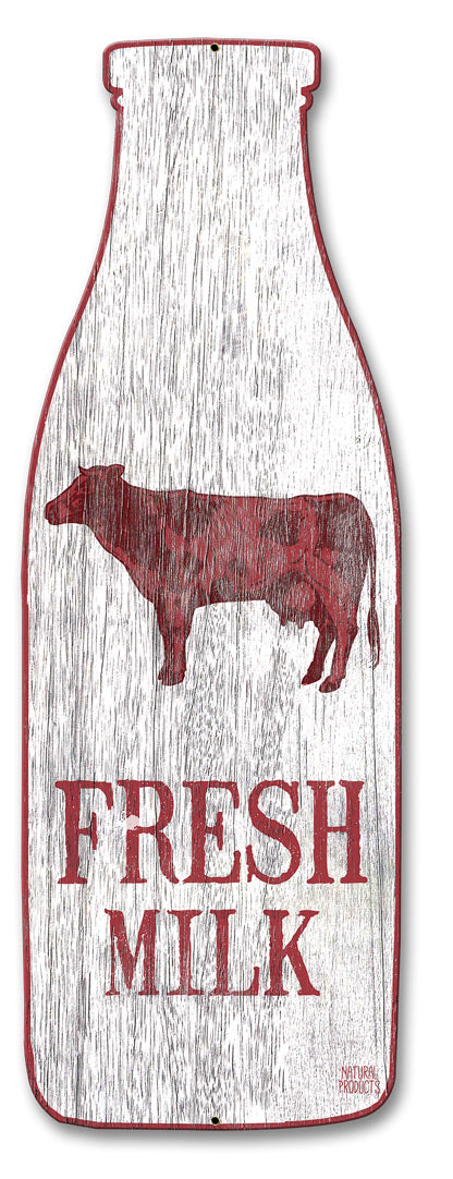 Fresh Milk Bottle Vintage Sign, Food & Drink, Metal Sign, Wall Art, 27 X 9 Inches