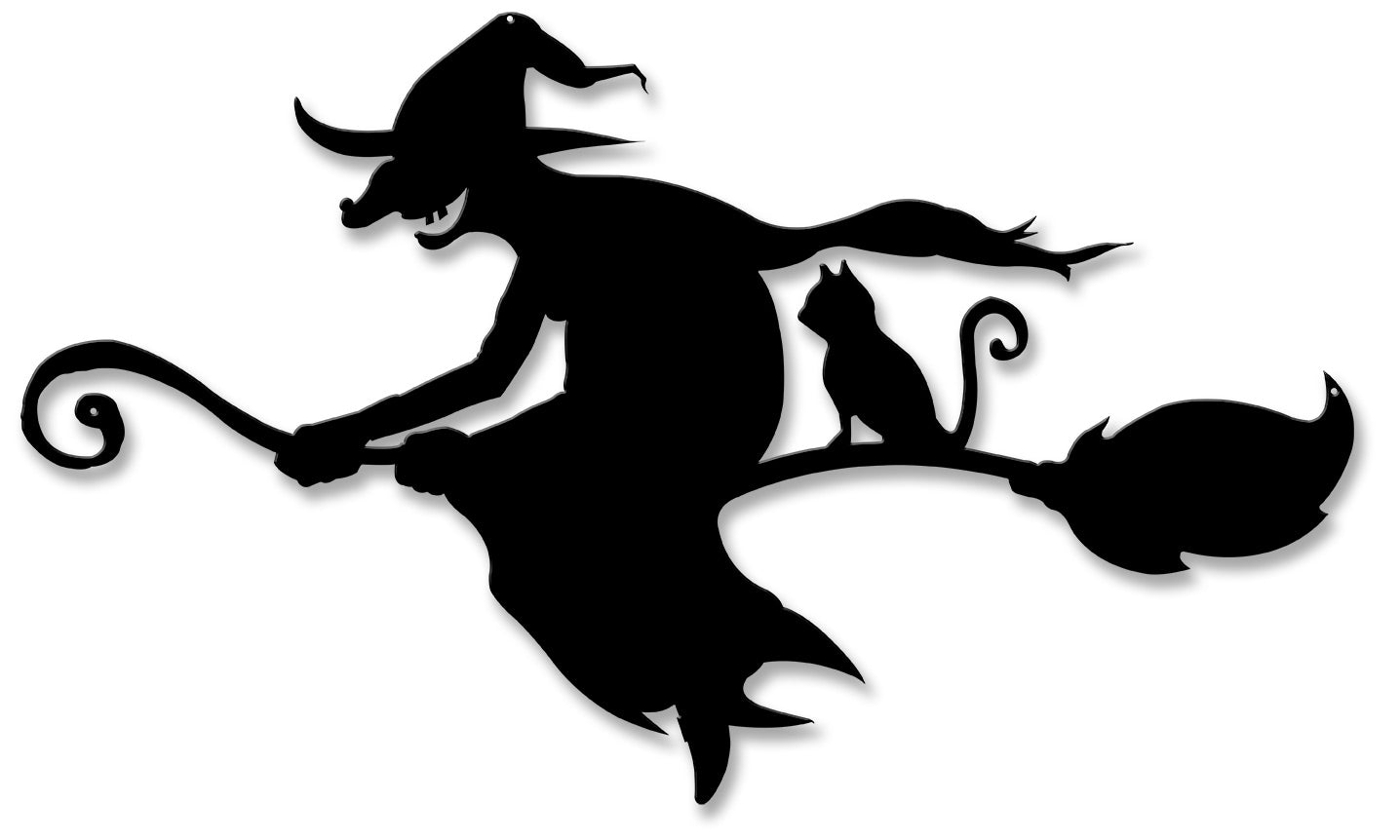 Witch and Cat Broom Silhouette Vintage Sign, Halloween, Metal Sign, Wall Art, 19 X 11 Inches