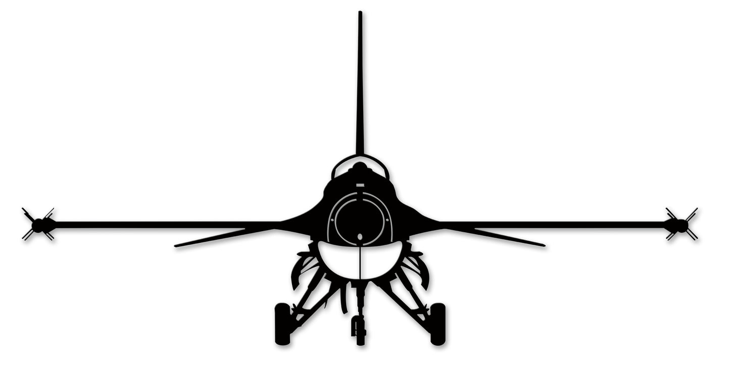 F-16 Silhouette Vintage Sign, Aviation, Metal Signs, Wall Art, 40 X 20 Inches