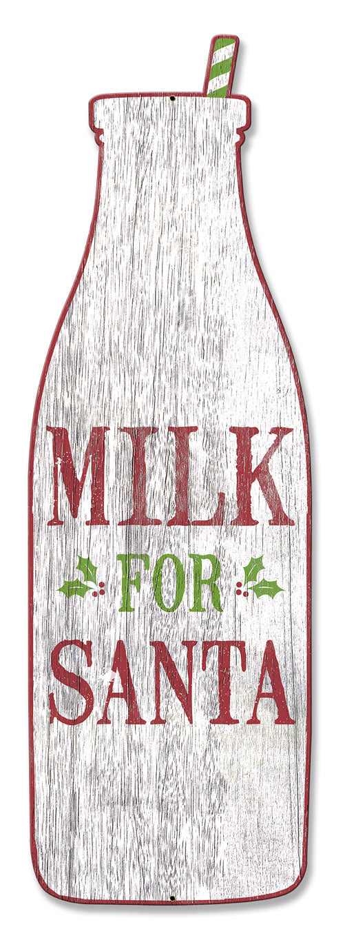 Milk For Santa Vintage Sign, Seasonal, Metal Sign, Wall Art, 29 X 9 Inches