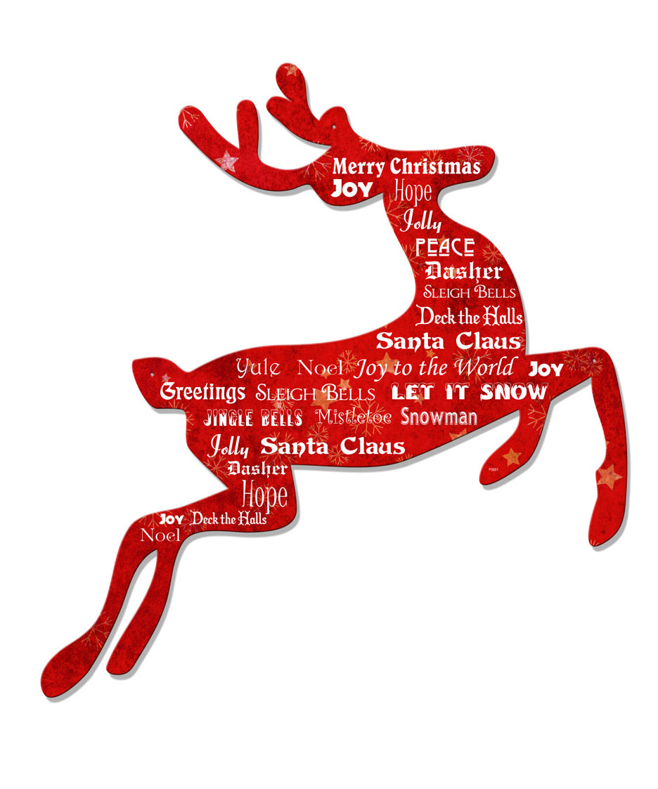 Christmas Reindeer Vintage Sign, Seasonal, Metal Sign, Wall Art, 20 X 20 Inches
