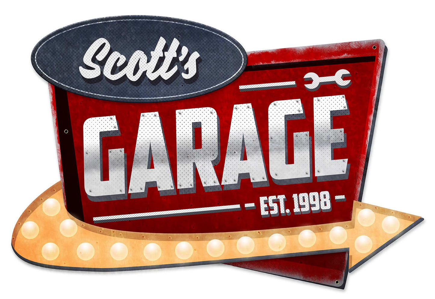 3-D Garage Personalized, 3-D, Metal Sign, Wall Art, 23 X 15 Inches