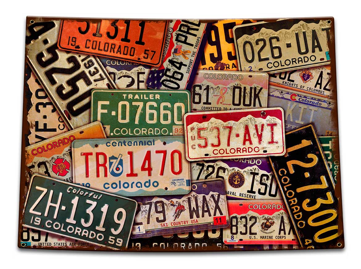 Colorado License Plates Vintage Sign, License Plates, Metal Sign, Wall Art, 15 X 11 Inches