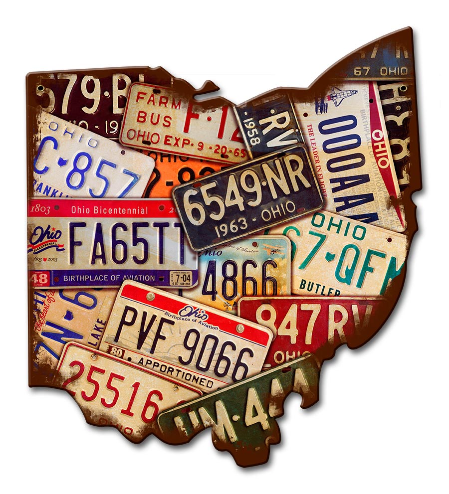 Ohio License Plates Vintage Sign, License Plates, Metal Sign, Wall Art, 11 X 13 Inches