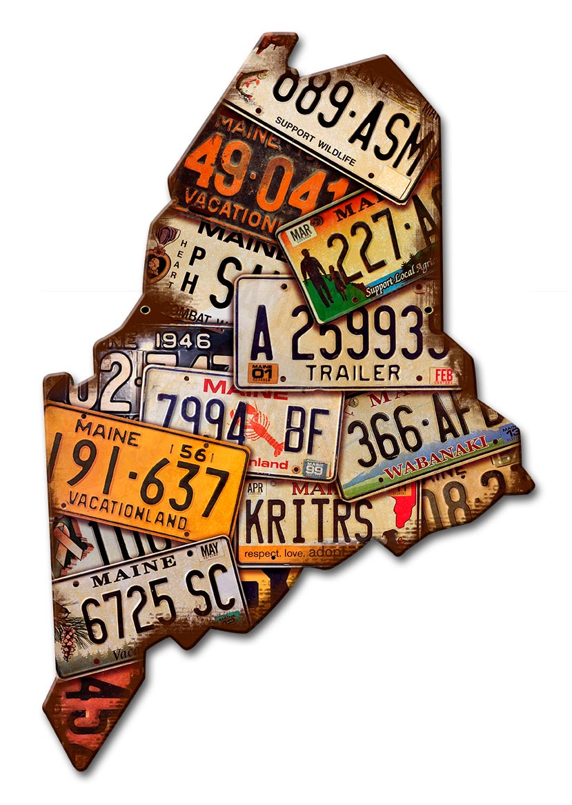 Maine License Plates Vintage Sign, License Plates, Metal Sign, Wall Art, 10 X 15 Inches