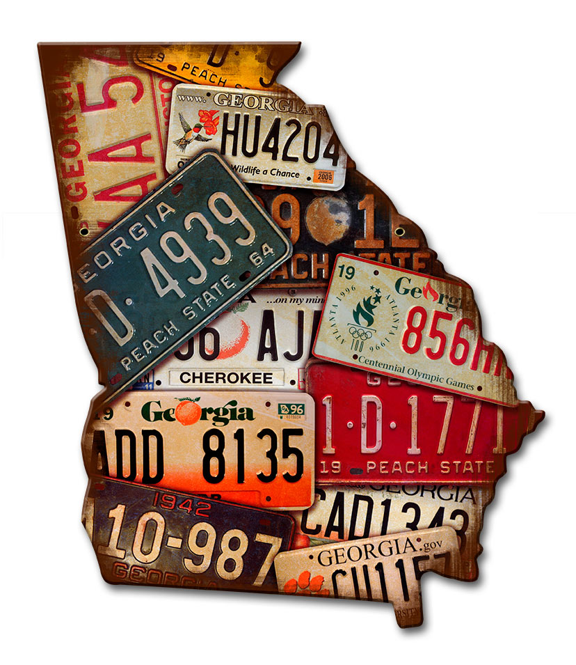 Georgia License Plates Vintage Sign, License Plates, Metal Sign, Wall Art, 10 X 12 Inches