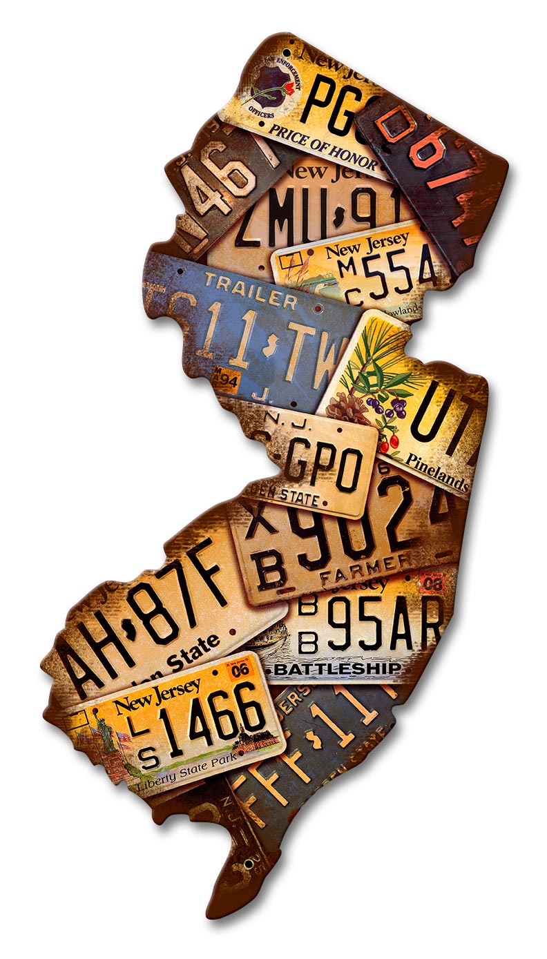 New Jersey License Plates Vintage Sign, License Plates, Metal Sign, Wall Art, 10 X 18 Inches