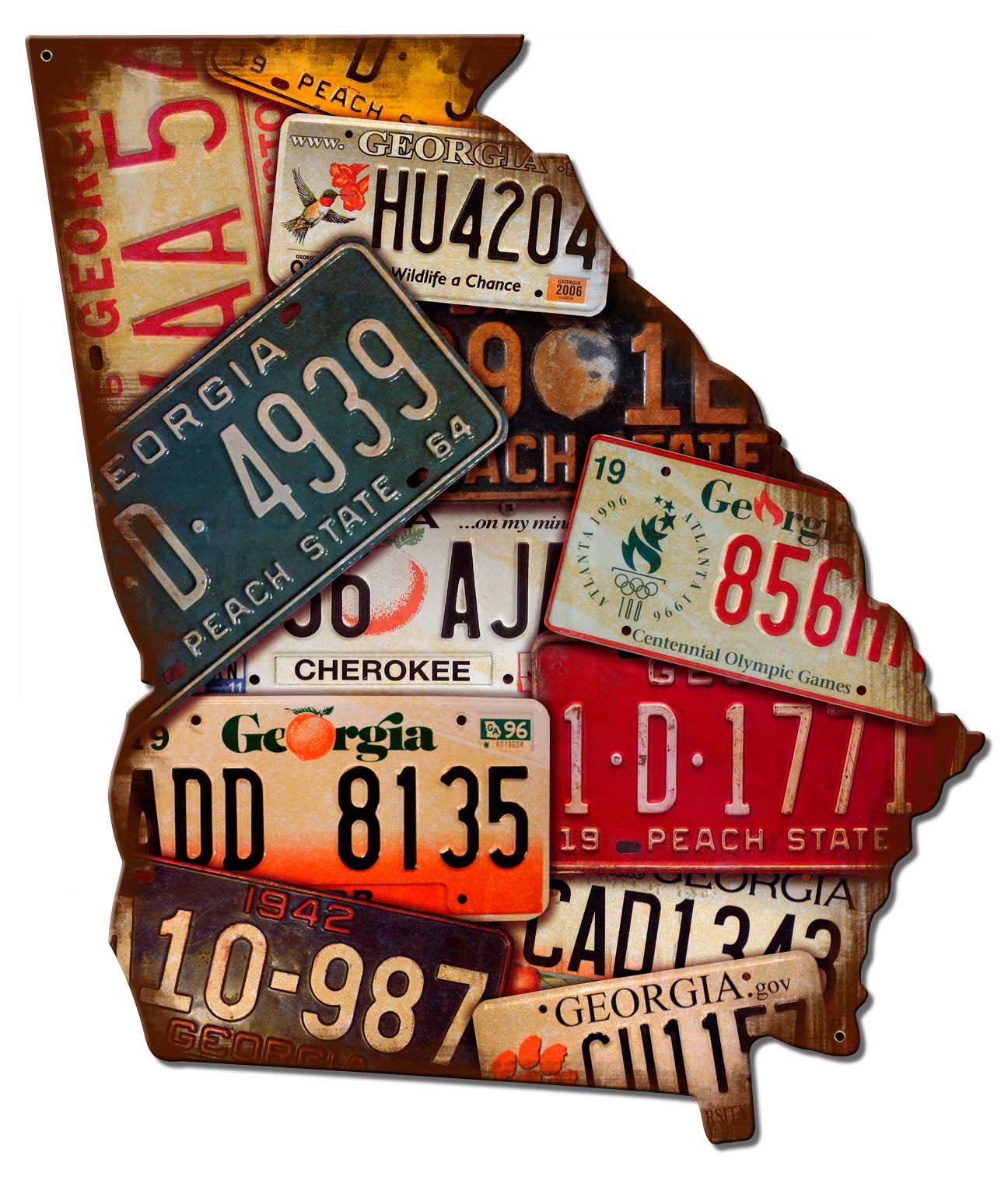 Georgia License Plates Vintage Sign, License Plates, Metal Sign, Wall Art, 17 X 20 Inches