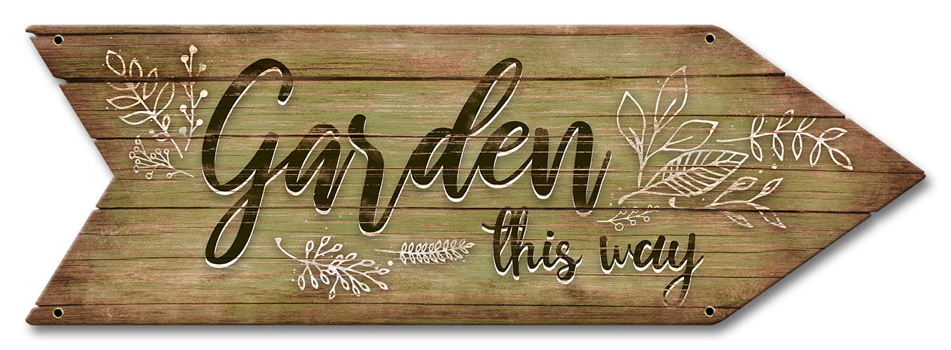 Garden This Way Vintage Sign, Home & Garden, Metal Sign, Wall Art, 18 X 6 Inches