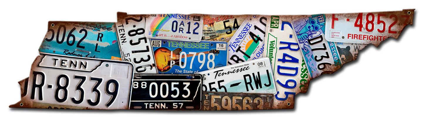 Tennessee License Plates, License Plates, Metal Sign, Wall Art, 28 X 7 Inches