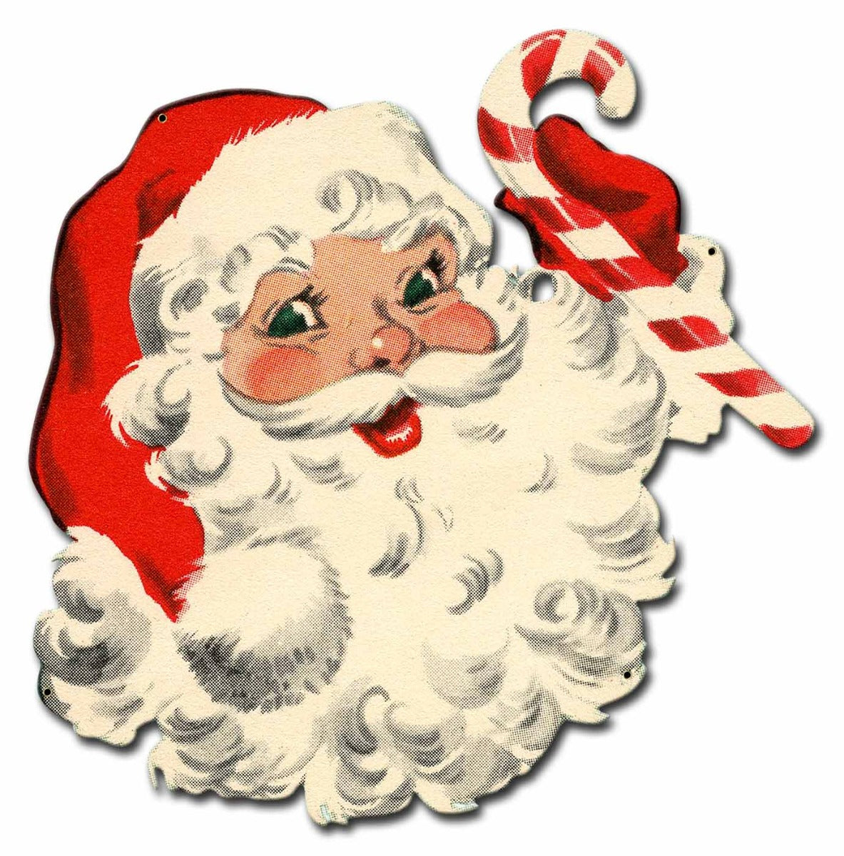 Santa Candy Cane, Seasonal, Metal Sign, Wall Art, 18 X 18 Inches