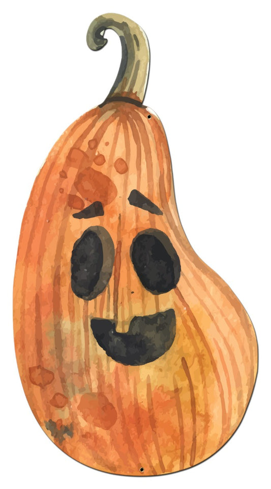 Tall Jack-O-Lantern Pumpkin, Seasonal, Metal Sign, Wall Art, 12 X 23 Inches