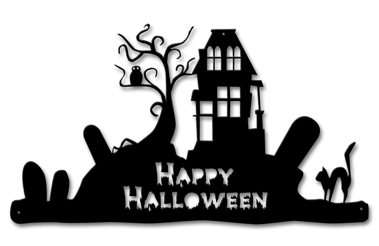 Happy Halloween Large Cutout, Halloween, Metal Sign, Wall Art, 34 X 19 Inches