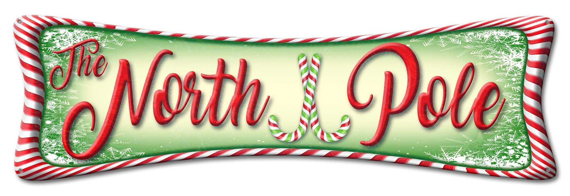North Pole, Seasonal, Metal Sign, Wall Art, 28 X 9 Inches