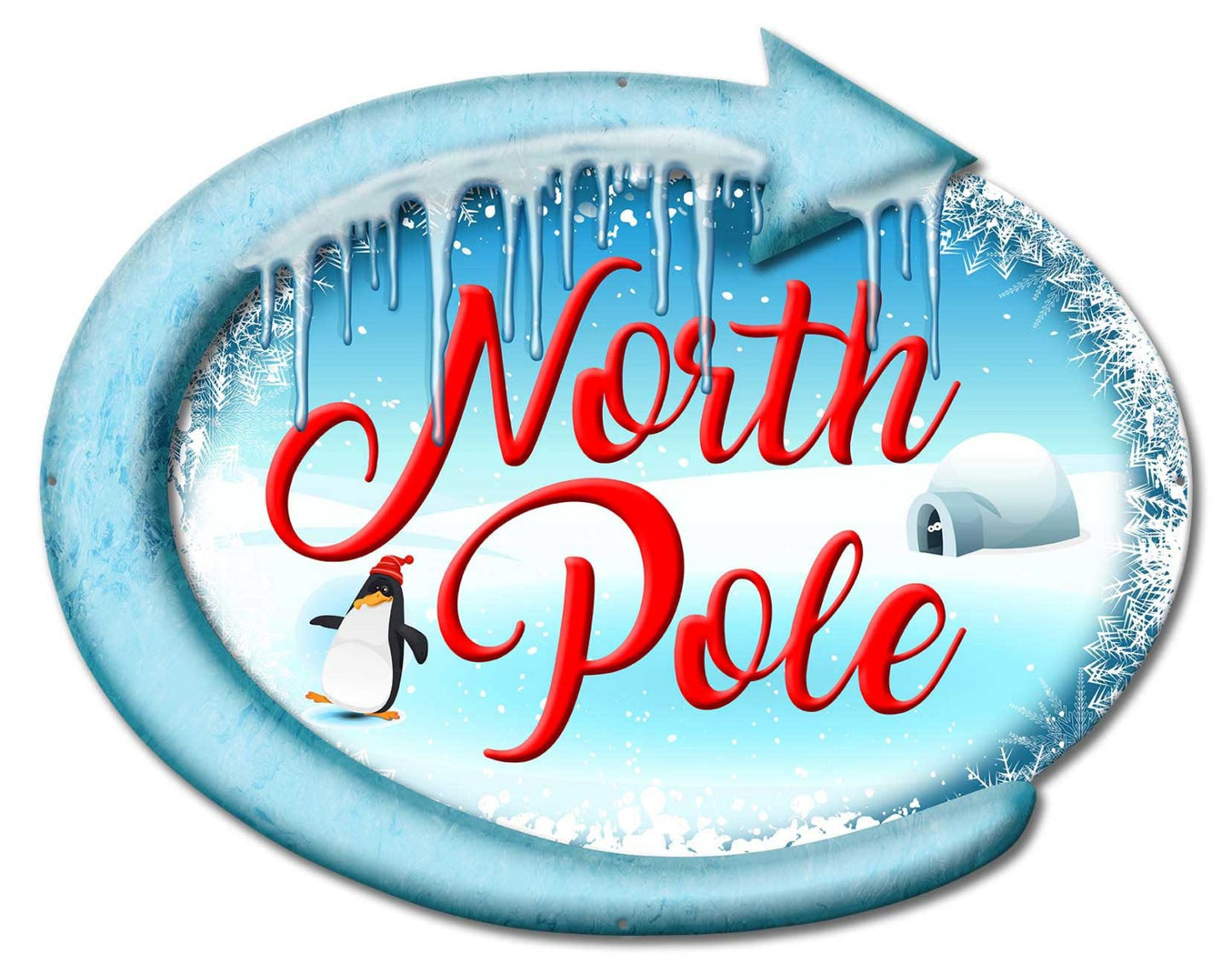 NORTH POLE, Seasonal, Metal Sign, Wall Art, 22 X 17 Inches