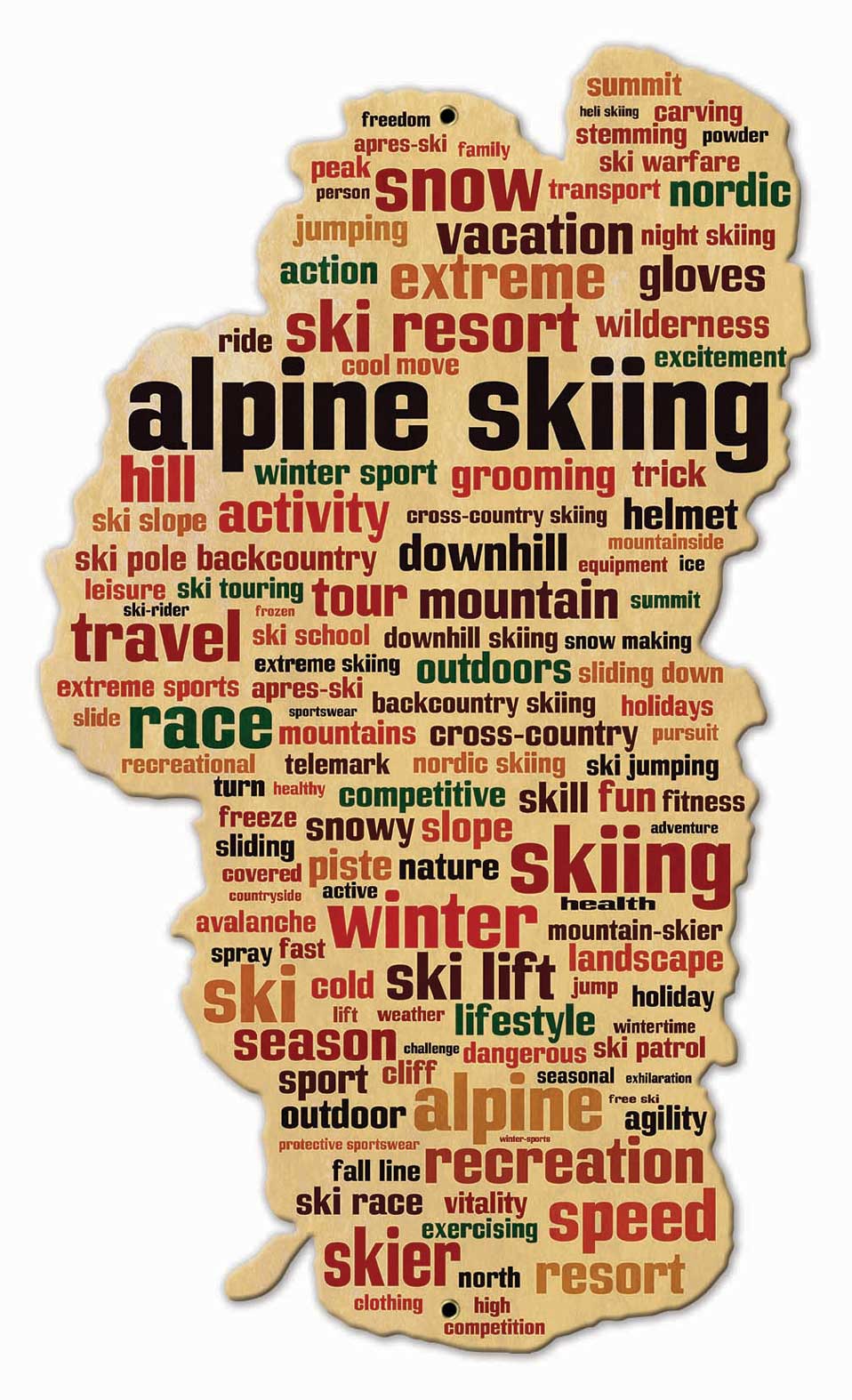 Tahoe Ski Words, Sports and Recreation, Metal Sign, Wall Art, 13 X 22 Inches
