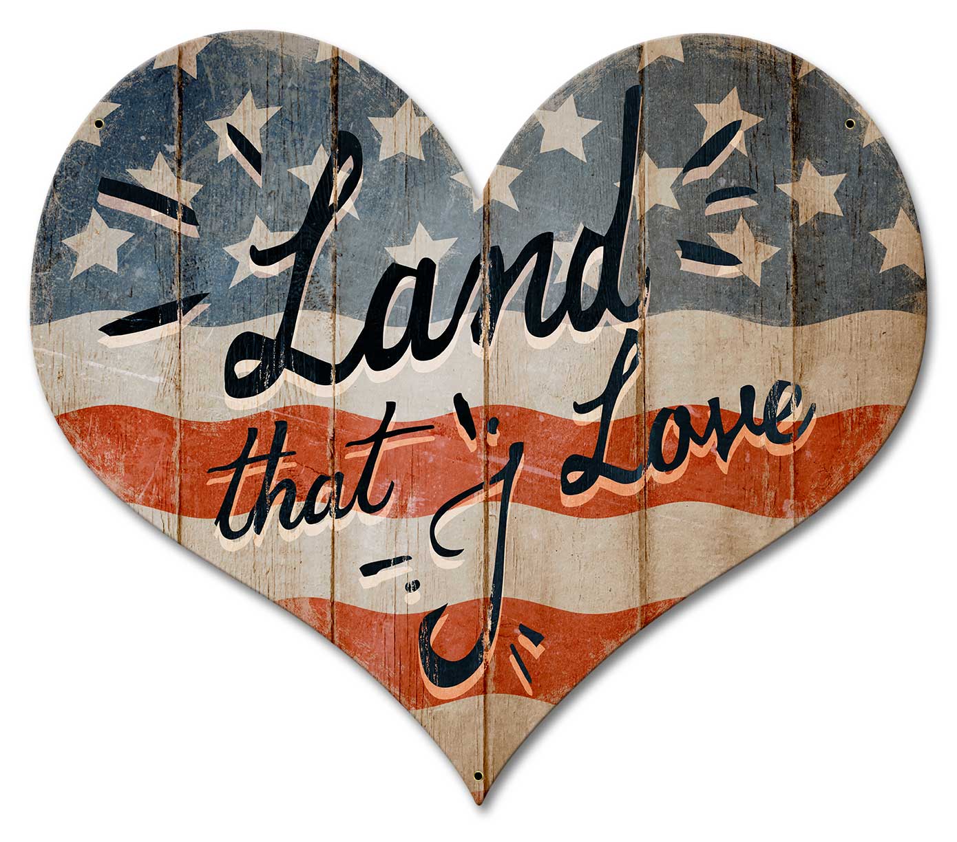 America Land That I Love Heart, Patriotic, Metal Sign, Wall Art, 18 X 16 Inches