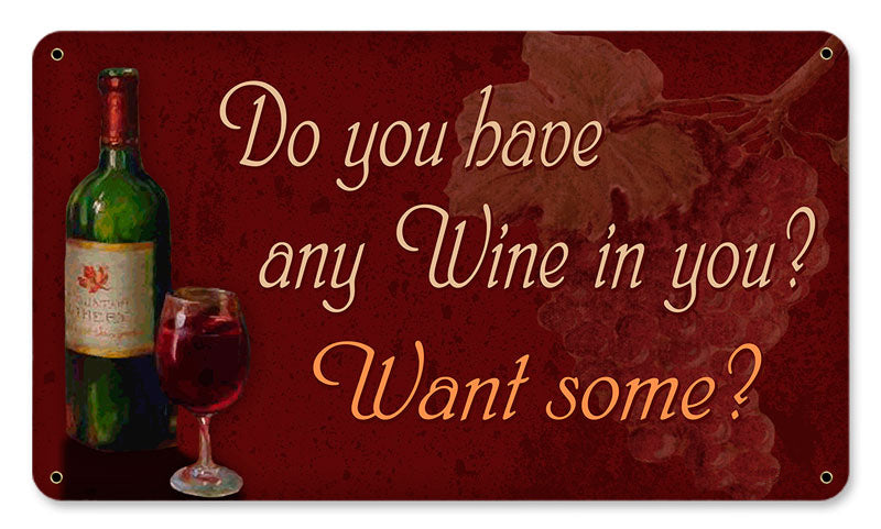 Do You Wine Vintage Sign, Bar and Alcohol , Metal Sign, Wall Art, 8 X 14 Inches