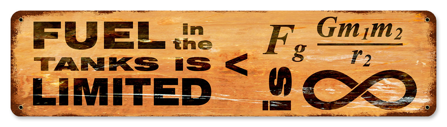 Fuel vs Gravity, Aviation, Metal Sign, Wall Art, 20 X 5 Inches