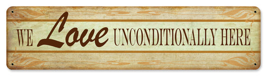 We Love Unconditionally Vintage Sign, Home & Garden, Metal Sign, Wall Art, 20 X 5 Inches