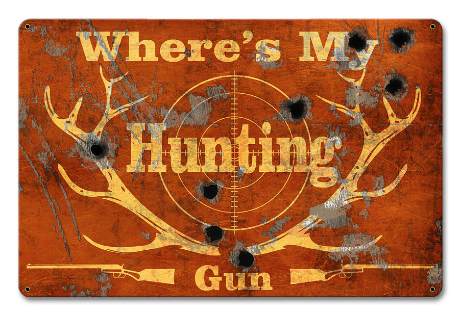 My Lucky Hunting Shirt Vintage Sign, Barn and Country, Metal Sign, Wall Art, 12 X 18 Inches