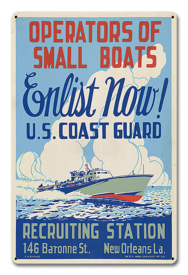 Recruiting Station Operations Small Boats Vintage Sign, Patriotic, Metal Sign, Wall Art, 12 X 18 Inches