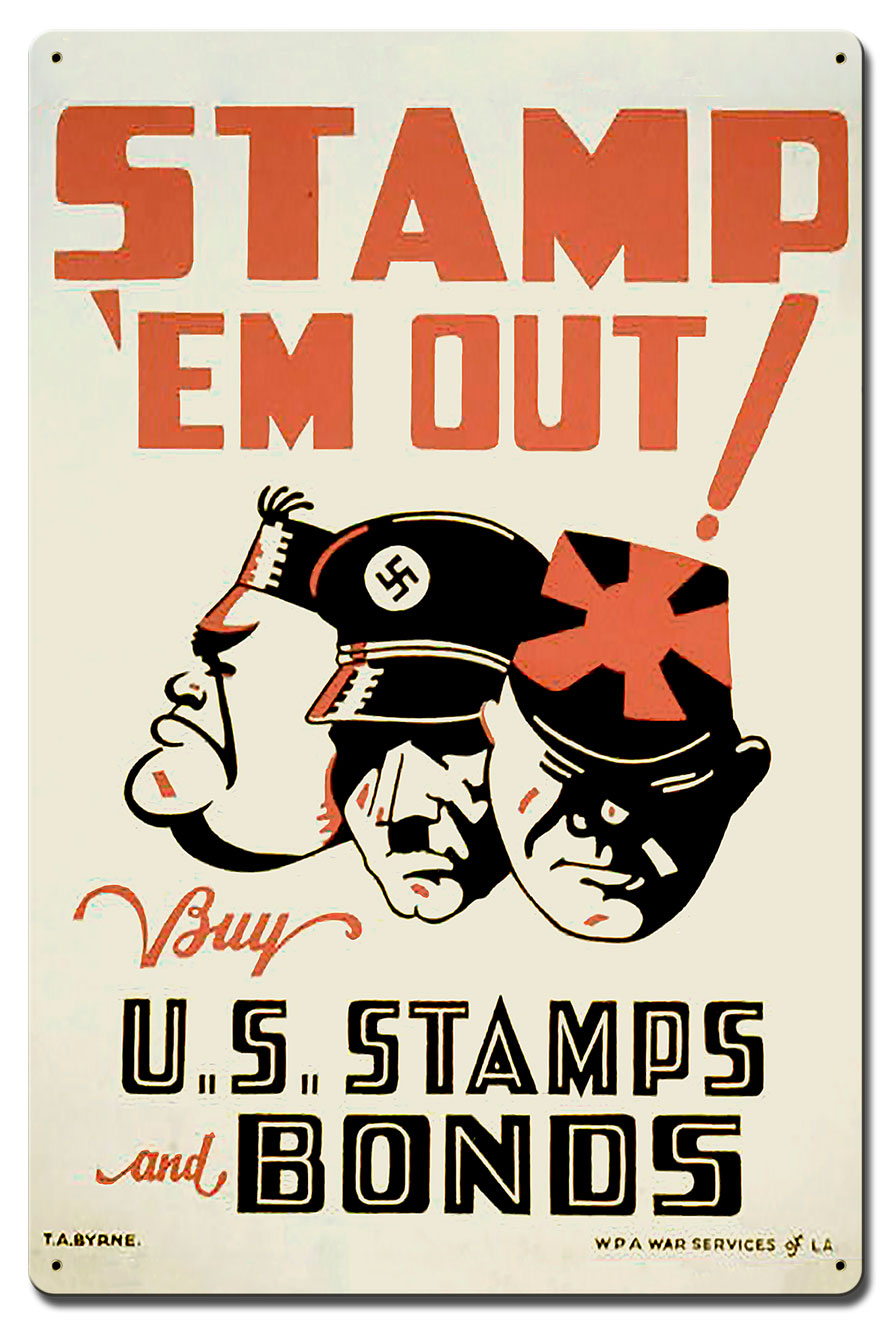 Stamp 'Em Out Vintage Sign, Patriotic, Metal Sign, Wall Art, 24 X 16 Inches