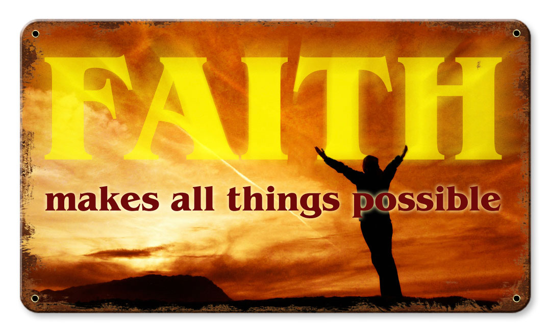 Faith Makes Things Possible Vintage Sign, Ocean and Beach, Metal Sign, Wall Art, 14 X 8 Inches
