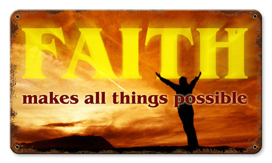 Faith Makes Things Possible Vintage Sign, Ocean and Beach, Metal Sign, Wall Art, 14 X 8 Inches