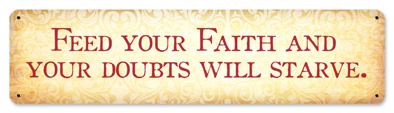 Feed Your Faith Vintage Sign, Ocean and Beach, Metal Sign, Wall Art, 20 X 5 Inches