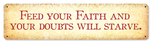 Feed Your Faith Vintage Sign, Ocean and Beach, Metal Sign, Wall Art, 20 X 5 Inches