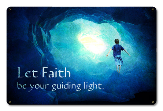 Let Faith Be Your Guide Vintage Sign, Ocean and Beach, Metal Sign, Wall Art, 18 X 12 Inches