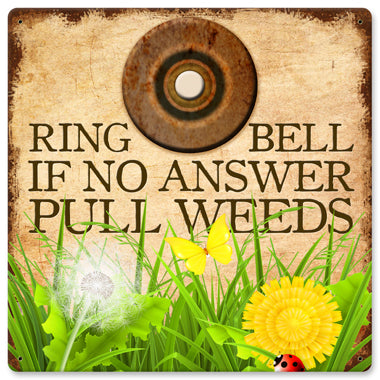 Ring Bell Vintage Sign, Home & Garden, Metal Sign, Wall Art, 12 X 12 Inches