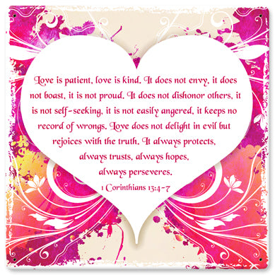 Love Is Patients Vintage Sign, Home & Garden, Metal Sign, Wall Art, 12 X 12 Inches