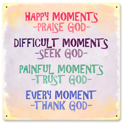 Happy Moments Vintage Sign, Home & Garden, Metal Sign, Wall Art, 12 X 12 Inches