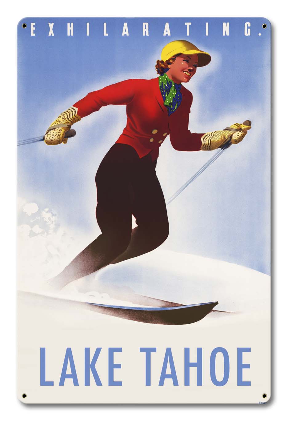 Exhilarating Lake Tahoe Vintage Sign, Travel, Metal Sign, Wall Art, 12 X 18 Inches