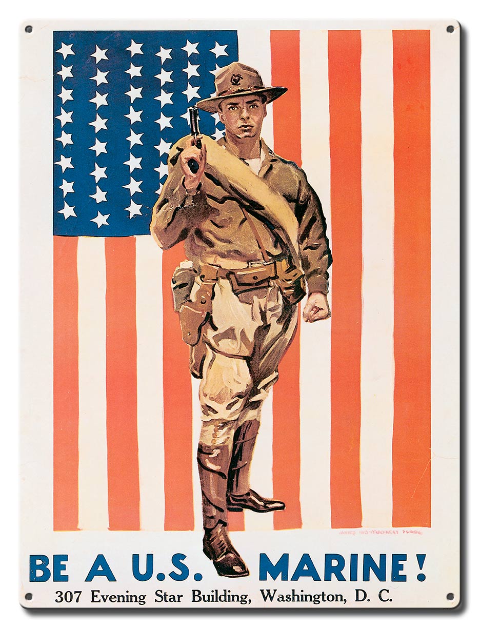Be A US Marine, Military, Metal Sign, Wall Art, 12 X 16 Inches