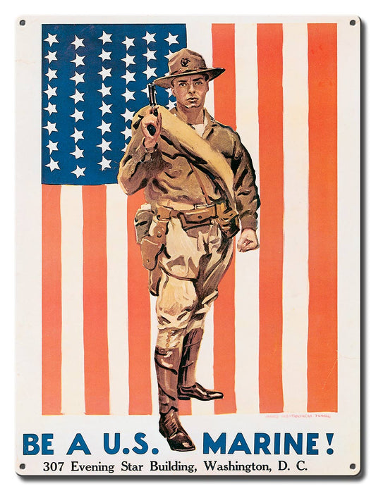 Be A US Marine, Military, Metal Sign, Wall Art, 12 X 16 Inches