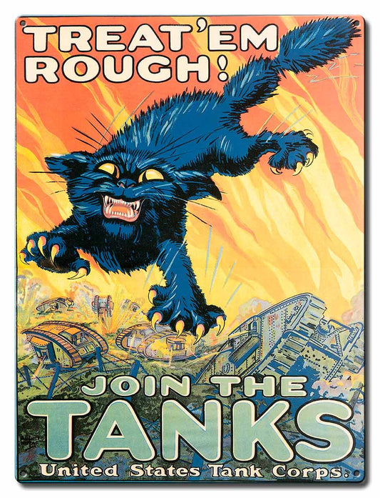 Join The Tanks Vintage Sign, Military, Metal Sign, Wall Art, 12 X 16 Inches