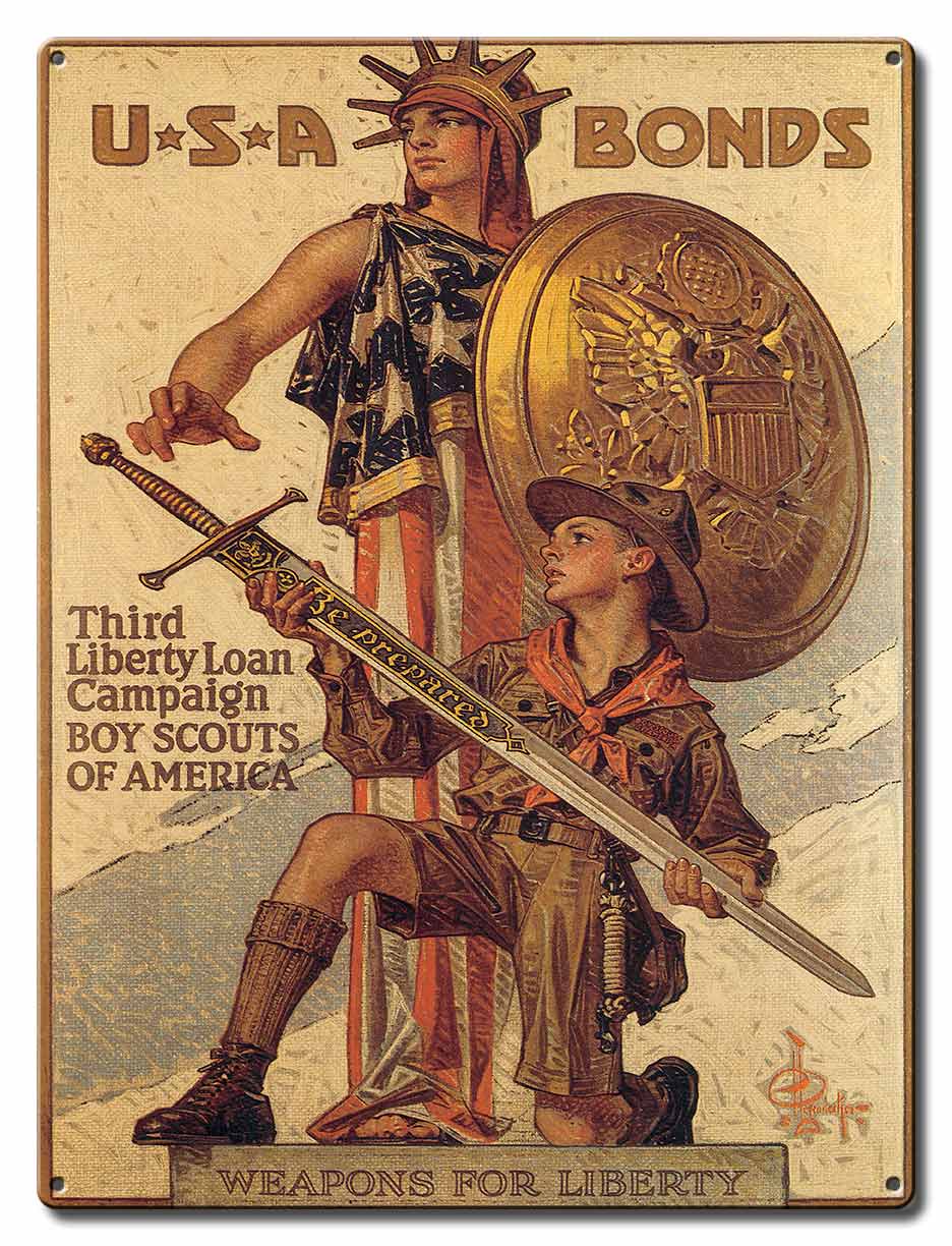 Boy Scouts Liberty Vintage Sign, Military, Metal Sign, Wall Art, 12 X 16 Inches