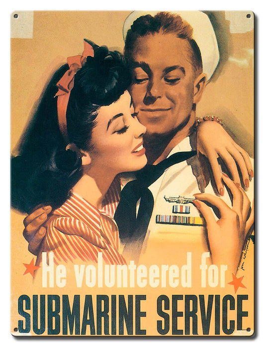 Submarine Service Volunteer Vintage Sign, Military, Metal Sign, Wall Art, 12 X 16 Inches