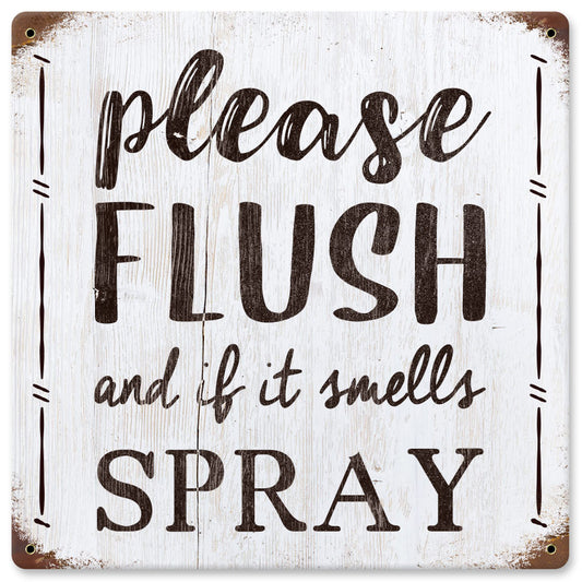 Please Flush Smells Spray Vintage Sign, Home & Garden, Metal Sign, Wall Art, 12 X 12 Inches