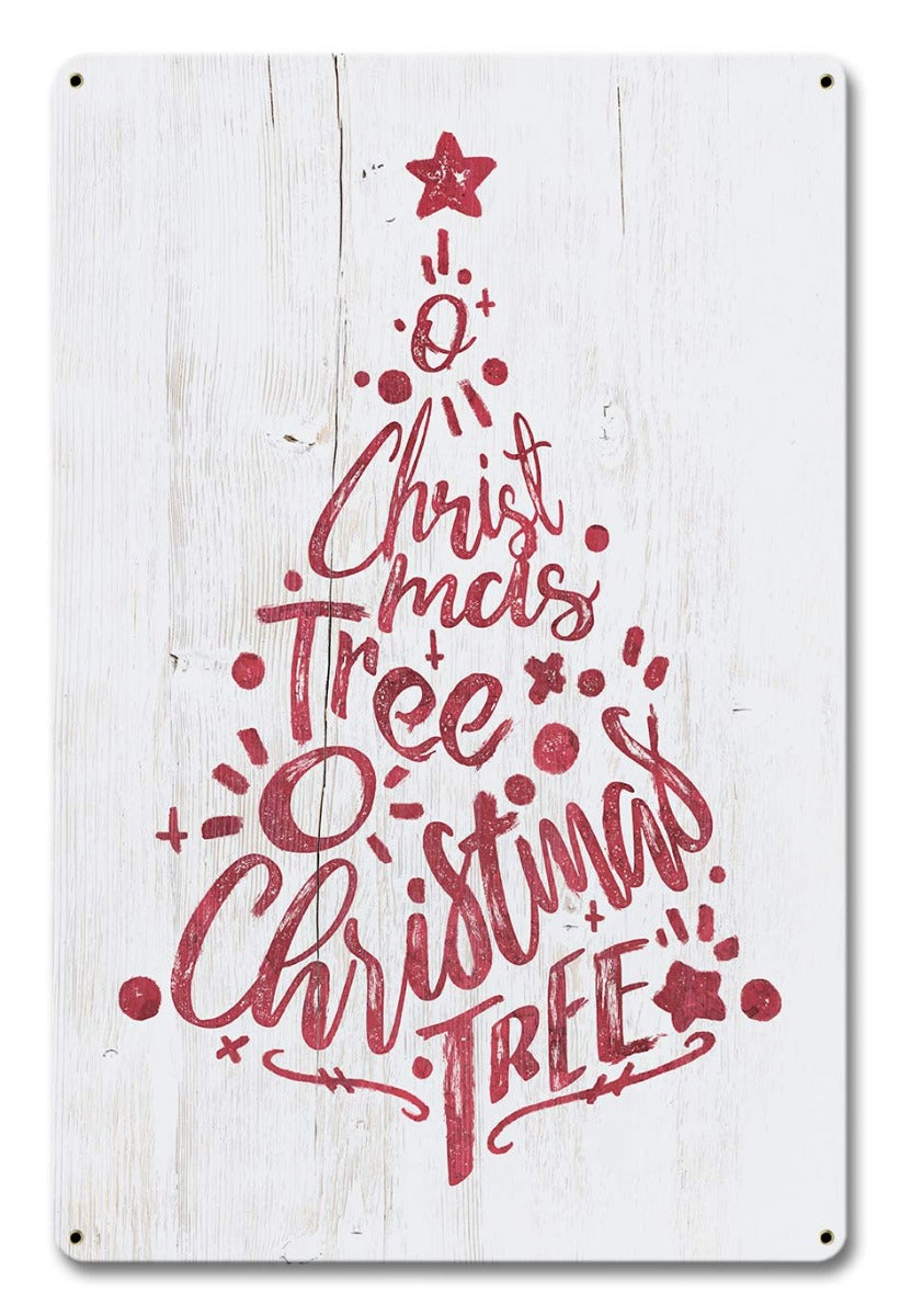 O' Christmas Tree, Seasonal, Metal Sign, Wall Art, 12 X 18 Inches