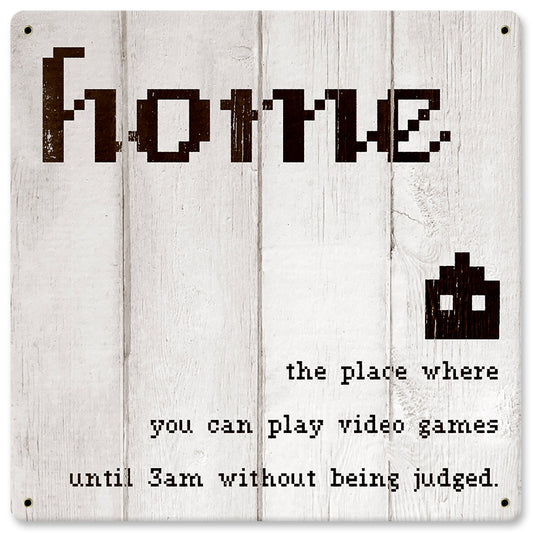 Home Video Games, Home & Garden, Metal Sign, Wall Art, 12 X 12 Inches